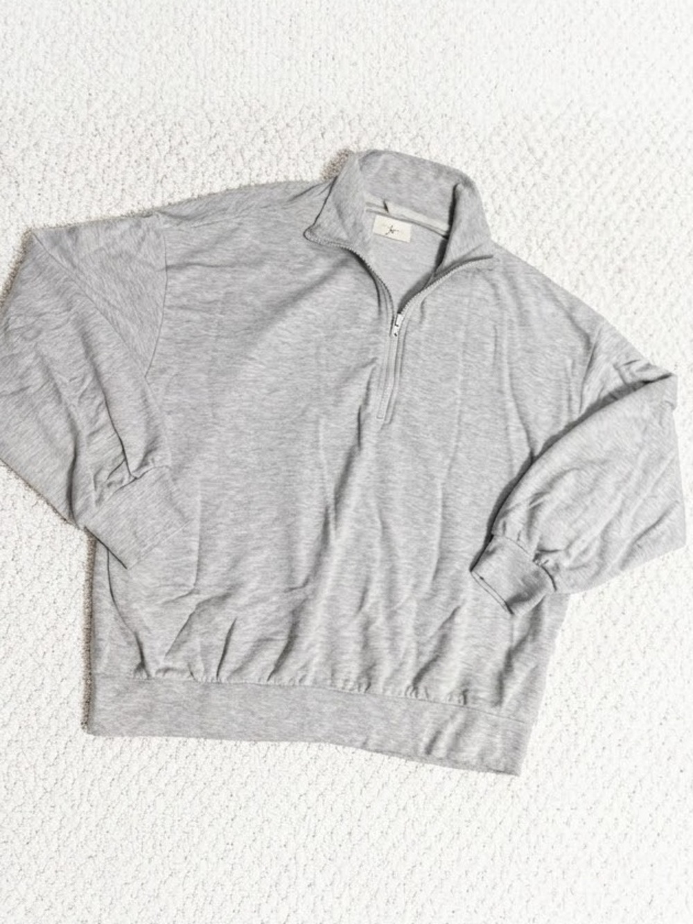Lou & Grey Signaturesoft Heather Gray Quarter-Zip Pullover Sweatshirt Size L